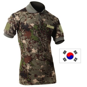 넥카라 패치 반팔 군인 티셔츠